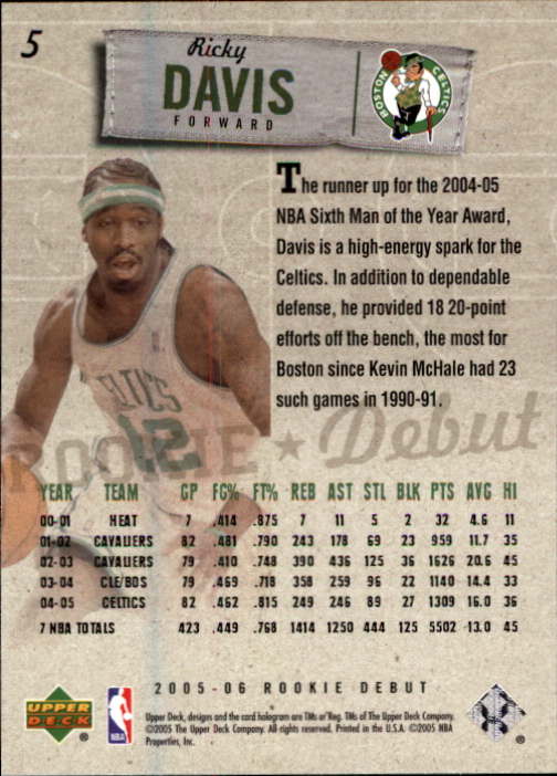 2005/2006 Rookie Debut (Upper Deck) Basketball - Picture 11 of 315