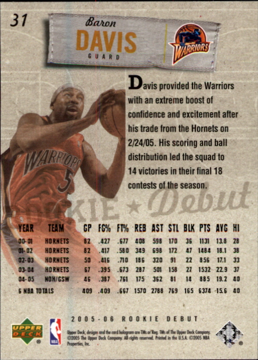 2005/2006 Rookie Debut (Upper Deck) Basketball - Picture 61 of 315