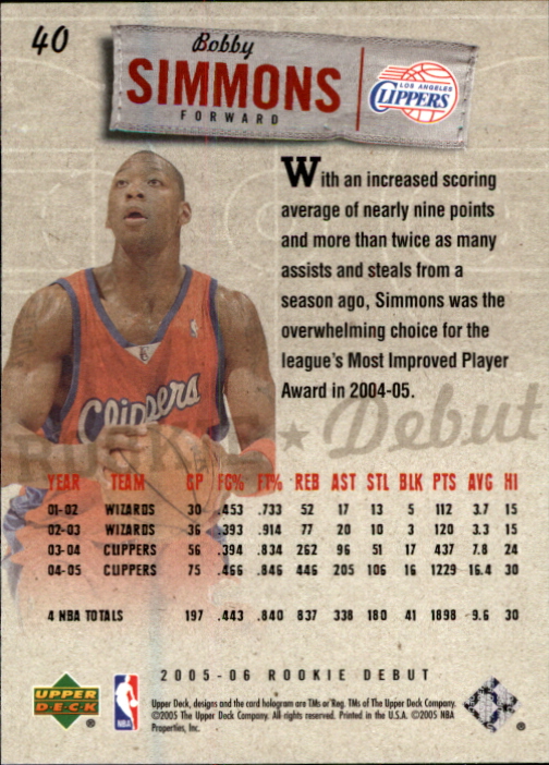 2005/2006 Rookie Debut (Upper Deck) Basketball - Picture 79 of 315