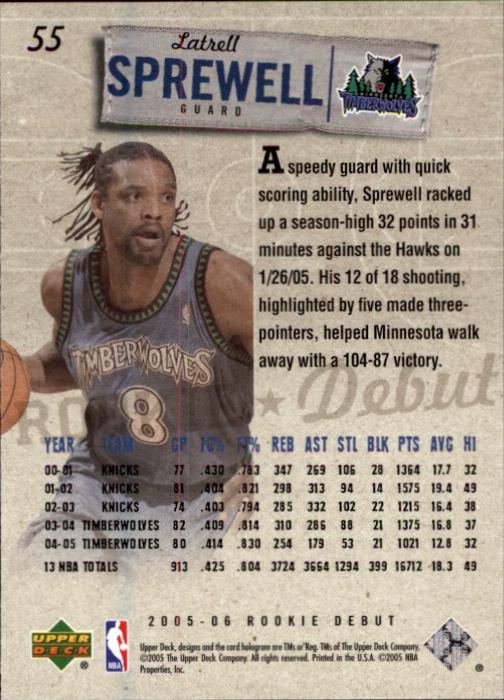 2005/2006 Rookie Debut (Upper Deck) Basketball - Picture 109 of 315
