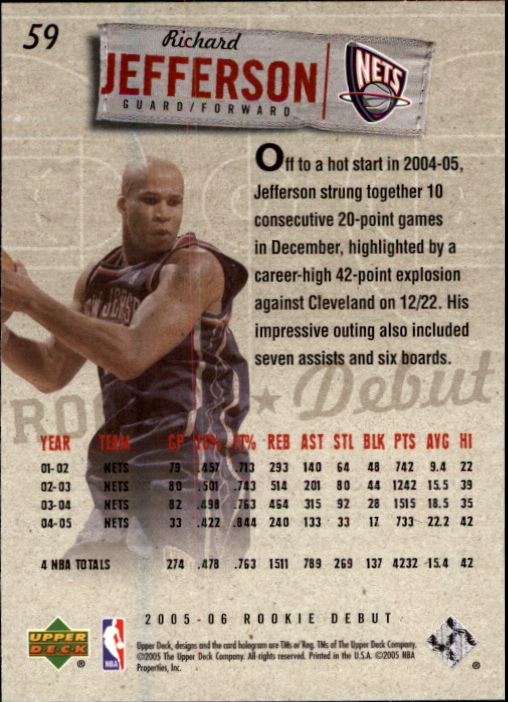2005/2006 Rookie Debut (Upper Deck) Basketball - Picture 117 of 315