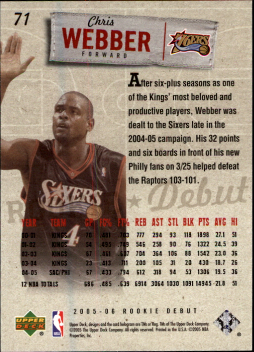 2005/2006 Rookie Debut (Upper Deck) Basketball - Picture 141 of 315