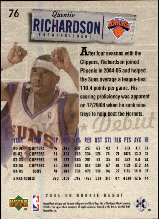 2005/2006 Rookie Debut (Upper Deck) Basketball - Picture 151 of 315