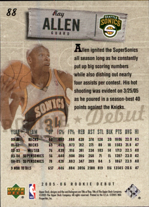 2005/2006 Rookie Debut (Upper Deck) Basketball - Picture 175 of 315