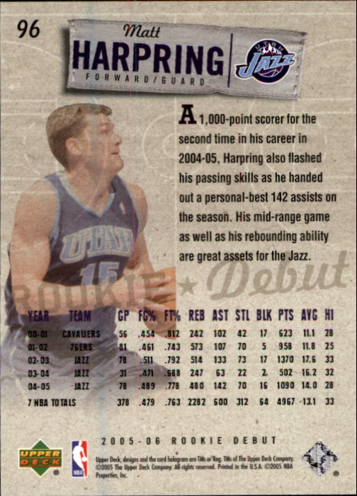 2005/2006 Rookie Debut (Upper Deck) Basketball - Picture 191 of 315