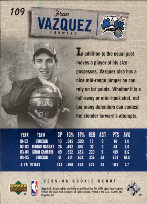 2005/2006 Rookie Debut (Upper Deck) Basketball - Picture 215 of 315