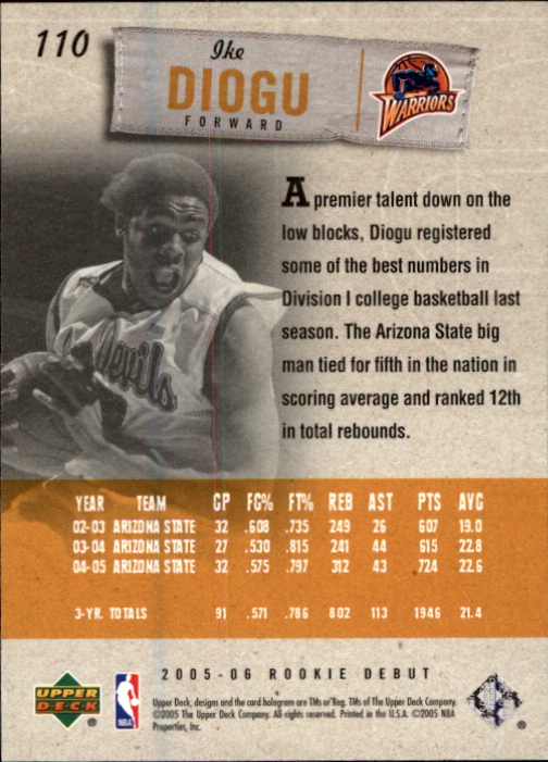 2005/2006 Rookie Debut (Upper Deck) Basketball - Picture 217 of 315