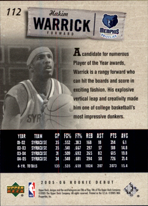 2005/2006 Rookie Debut (Upper Deck) Basketball - Picture 221 of 315