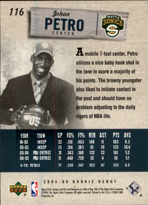 2005/2006 Rookie Debut (Upper Deck) Basketball - Picture 229 of 315