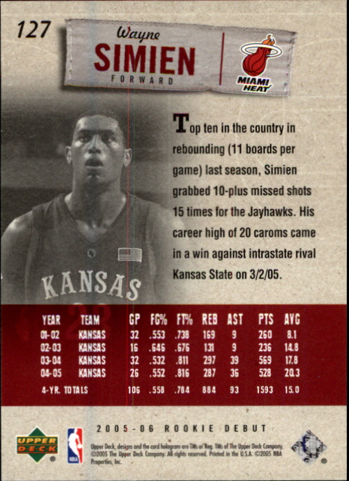 2005/2006 Rookie Debut (Upper Deck) Basketball - Picture 251 of 315