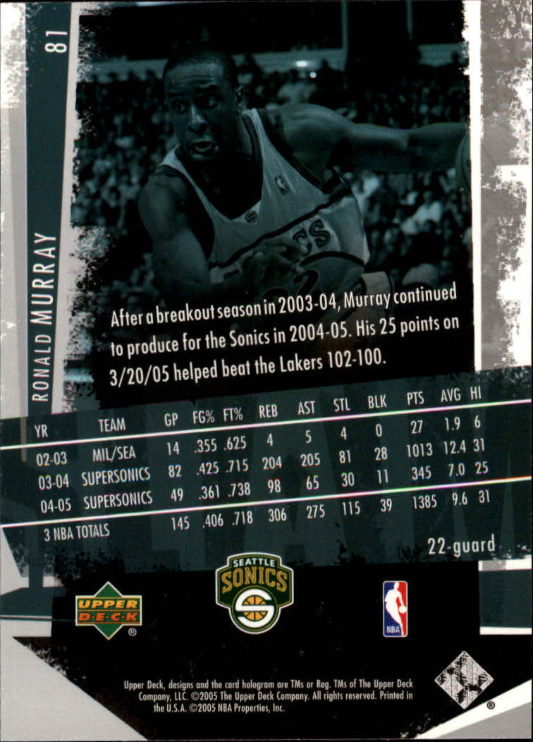 2005/2006 Slam (Upper Deck) Basketball - Picture 151 of 221