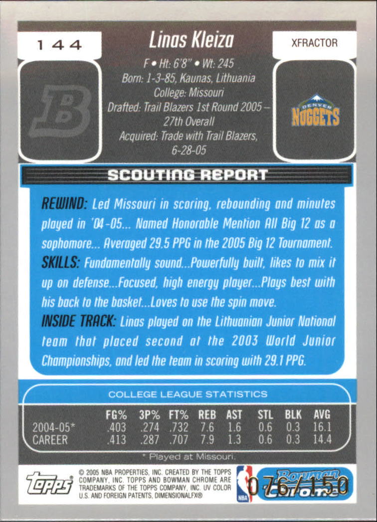 Bowman 2005-06 cromo baloncesto X-Fractors tú eliges - Imagen 21 de 21