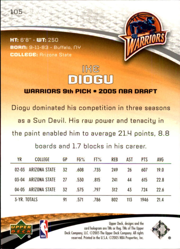 2005/2006 SP Game Used (Upper Deck) Basketball - Picture 203 of 293