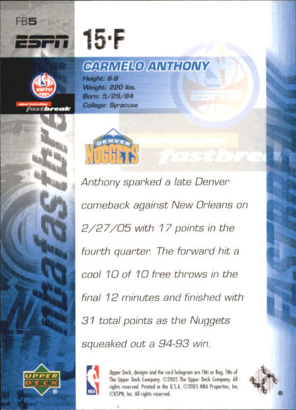 2005/2006 ESPN (Upper Deck) Basketball - Picture 49 of 284