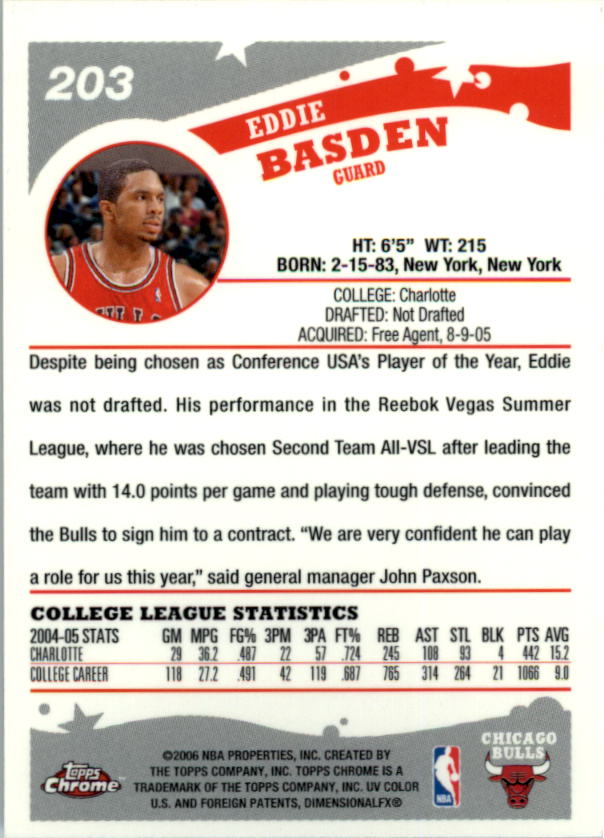 2005-06 Topps Chrome Basketball "Main Set" Cards #1 to #275 Rookies and Veterans - Picture 354 of 483