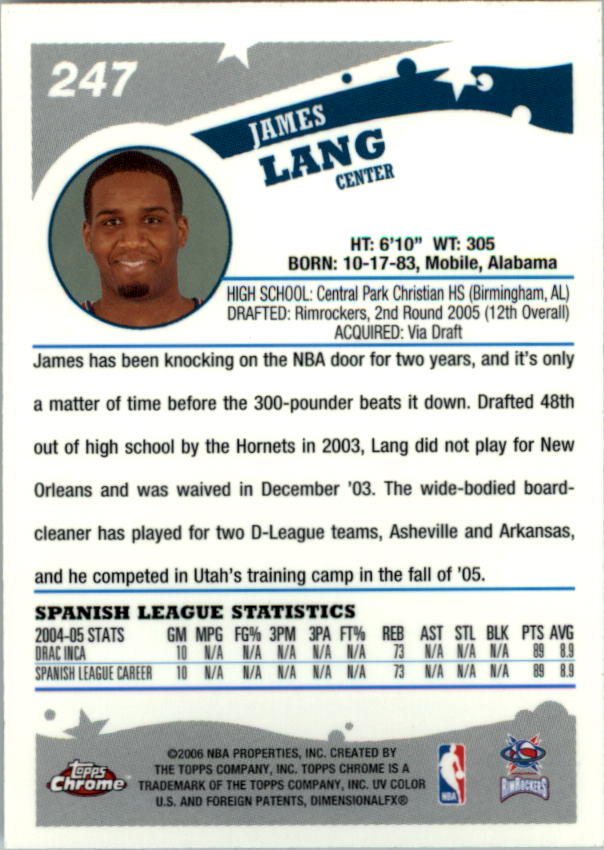 2005-06 Topps Chrome Basketball "Main Set" Cards #1 to #275 Rookies and Veterans - Picture 429 of 483