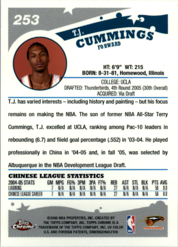 2005-06 Topps Chrome Basketball "Main Set" Cards #1 to #275 Rookies and Veterans - Picture 441 of 483