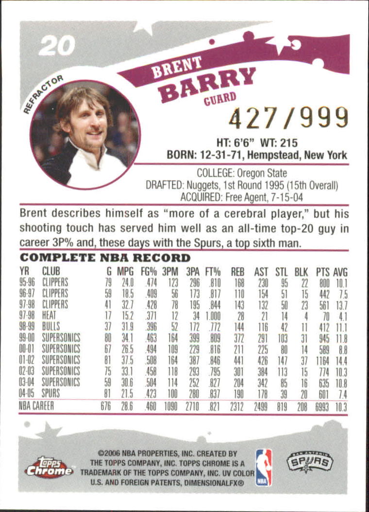 Tarjetas de inserto paralelo ""Refractores"" de baloncesto Topps cromadas 2005-06 - Imagen 3 de 98