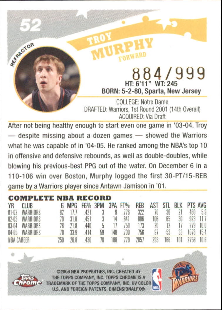 Tarjetas de inserto paralelo ""Refractores"" de baloncesto Topps cromadas 2005-06 - Imagen 9 de 98