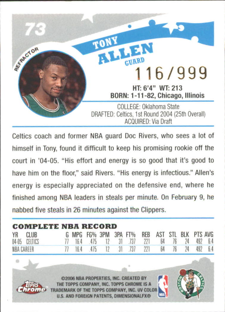 Tarjetas de inserto paralelo ""Refractores"" de baloncesto Topps cromadas 2005-06 - Imagen 11 de 98