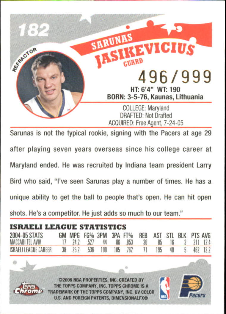 Tarjetas de inserto paralelo ""Refractores"" de baloncesto Topps cromadas 2005-06 - Imagen 30 de 98