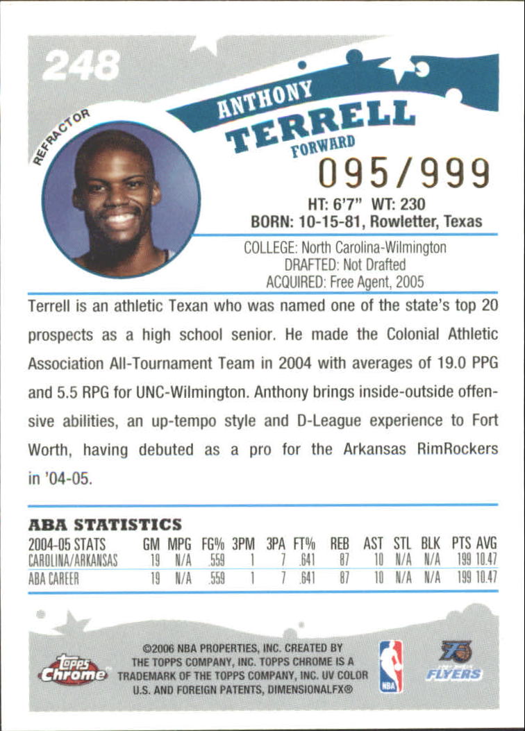 Tarjetas de inserto paralelo ""Refractores"" de baloncesto Topps cromadas 2005-06 - Imagen 50 de 98