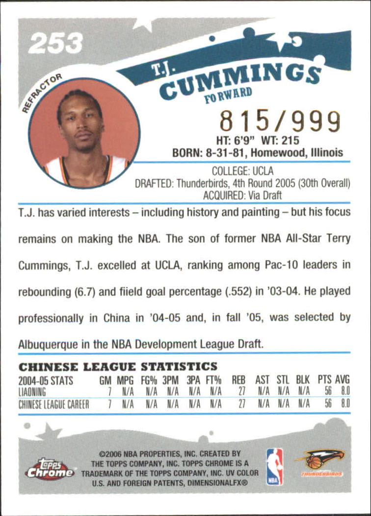Tarjetas de inserto paralelo ""Refractores"" de baloncesto Topps cromadas 2005-06 - Imagen 54 de 98