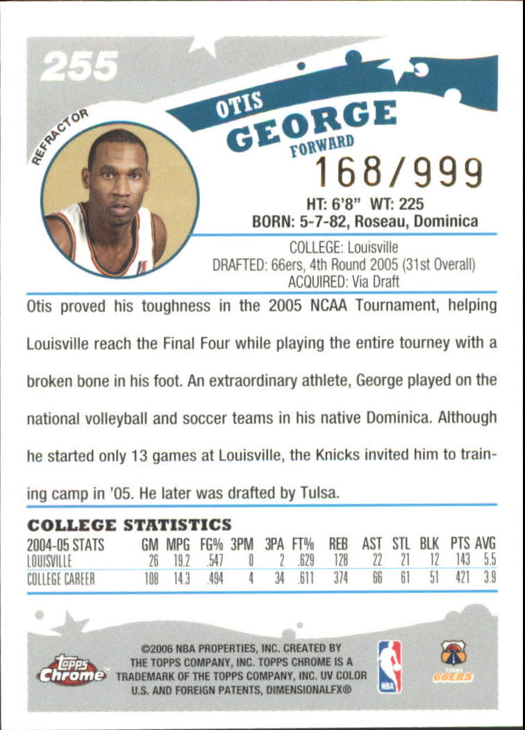 Tarjetas de inserto paralelo ""Refractores"" de baloncesto Topps cromadas 2005-06 - Imagen 56 de 98