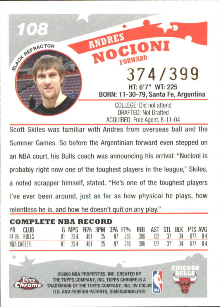Tarjetas de inserto paralelo ""Refractores"" de baloncesto Topps cromadas 2005-06 - Imagen 74 de 98