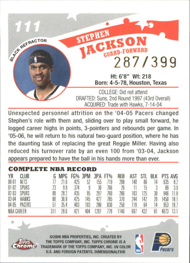 Tarjetas de inserto paralelo ""Refractores"" de baloncesto Topps cromadas 2005-06 - Imagen 76 de 98