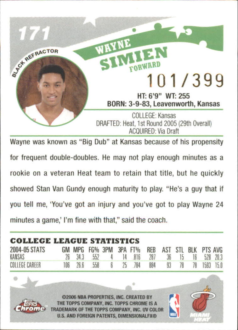 Tarjetas de inserto paralelo ""Refractores"" de baloncesto Topps cromadas 2005-06 - Imagen 84 de 98