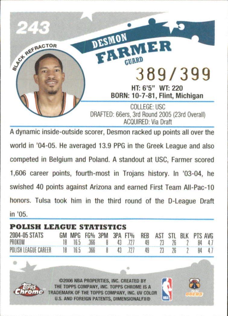 Tarjetas de inserto paralelo ""Refractores"" de baloncesto Topps cromadas 2005-06 - Imagen 90 de 98