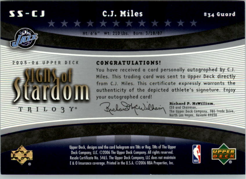 2005-06 Upper Deck Trilogy Basketball Signs of Stardom AUTO You Pick - Picture 9 of 26