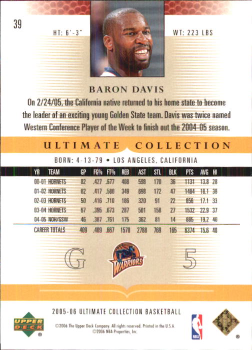 2005/2006 Ultimate Collection (Upper Deck) Basketball - Picture 7 of 27