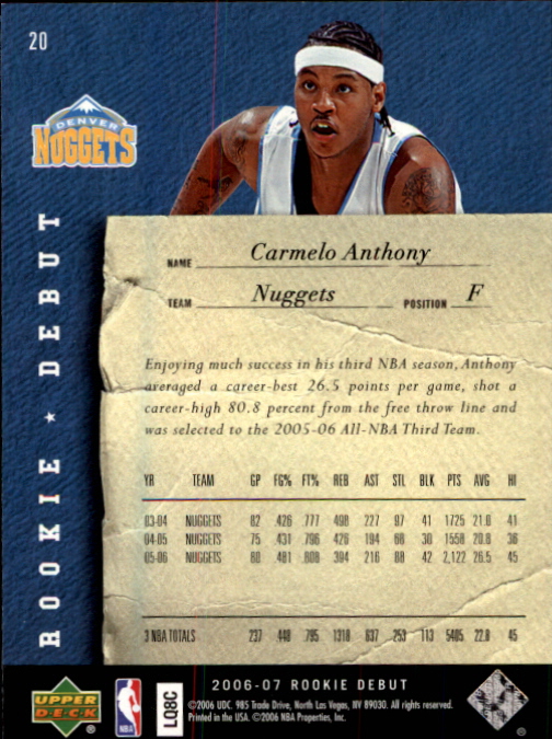 2006/2007 Rookie Debut (Upper Deck) Basketball - Picture 7 of 61