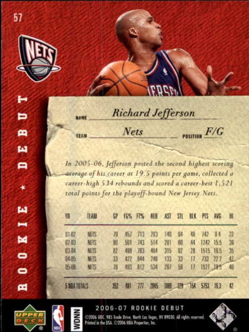 2006/2007 Rookie Debut (Upper Deck) Basketball - Picture 19 of 61