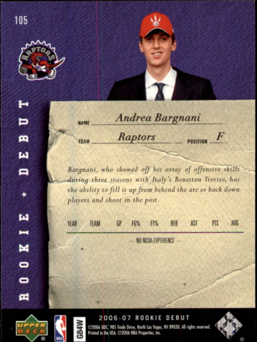 2006/2007 Rookie Debut (Upper Deck) Basketball - Picture 31 of 61