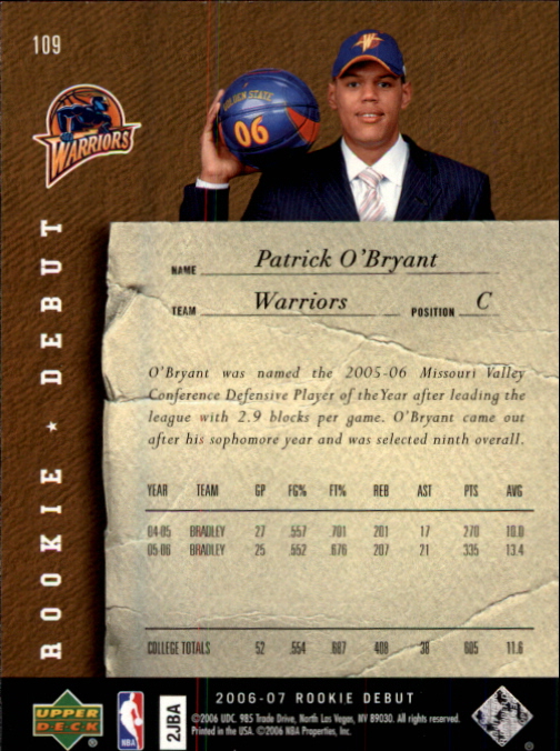 2006/2007 Rookie Debut (Upper Deck) Basketball - Picture 33 of 61
