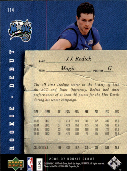 2006/2007 Rookie Debut (Upper Deck) Basketball - Picture 39 of 61