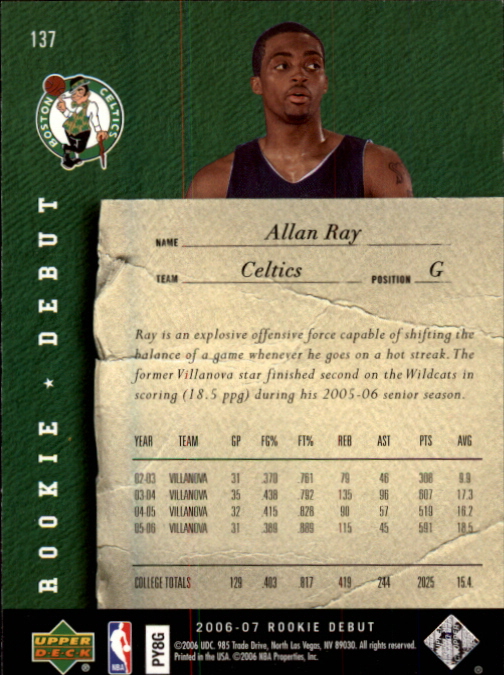 2006/2007 Rookie Debut (Upper Deck) Basketball - Picture 53 of 61