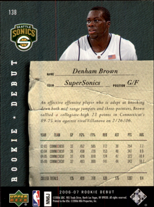 2006/2007 Rookie Debut (Upper Deck) Basketball - Picture 55 of 61