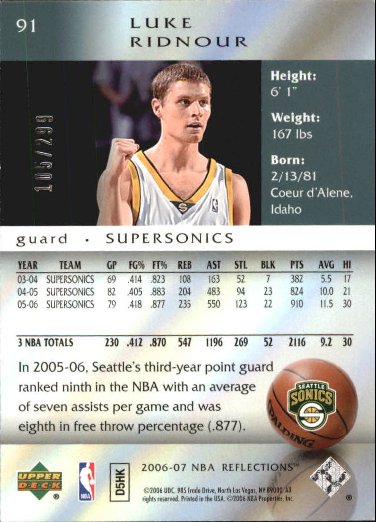 2006/2007 Reflections (Upper Deck) Basketball - Picture 84 of 90
