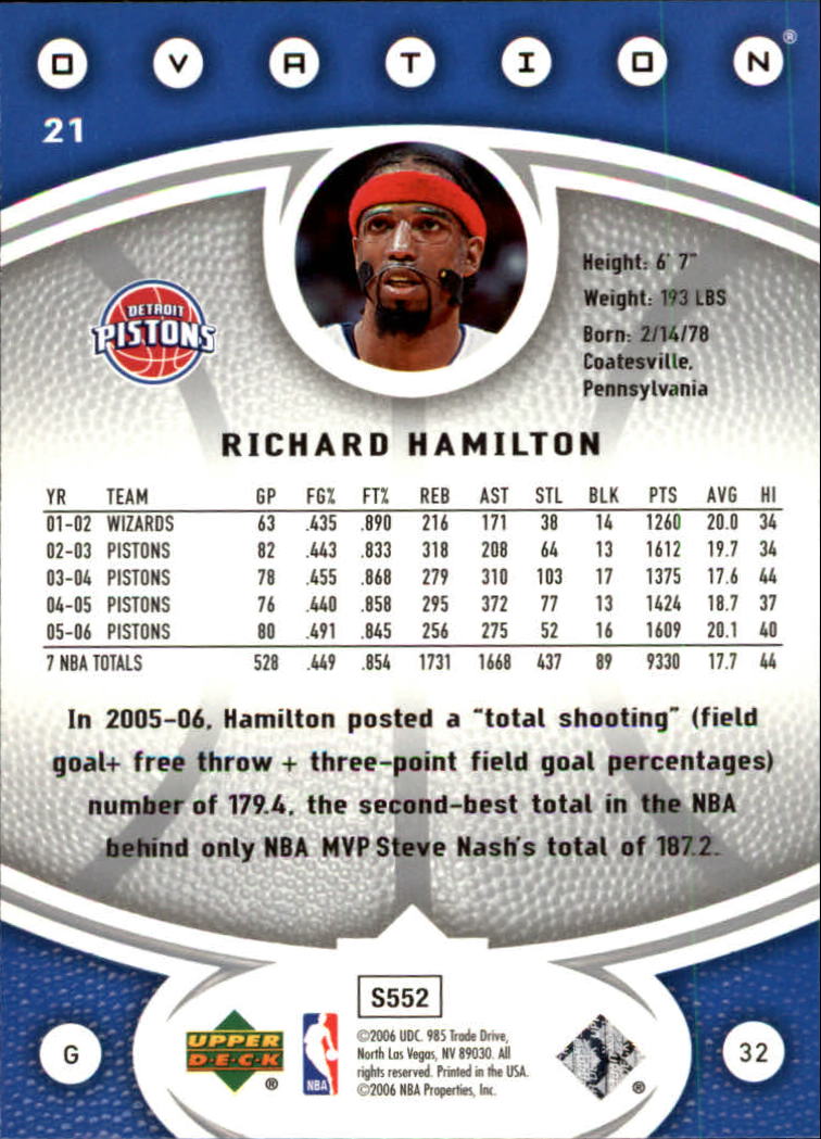 2006/2007 Ovation (Upper Deck) Basketball - Picture 187 of 227