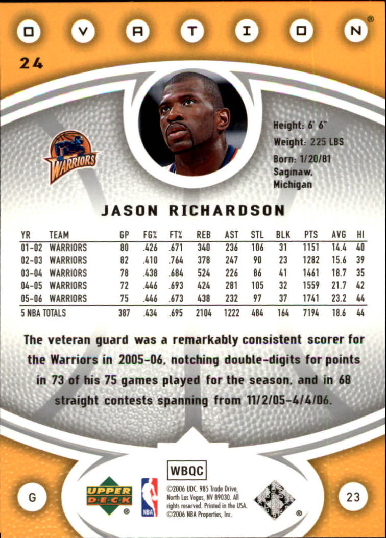 2006/2007 Ovation (Upper Deck) Basketball - Picture 181 of 227