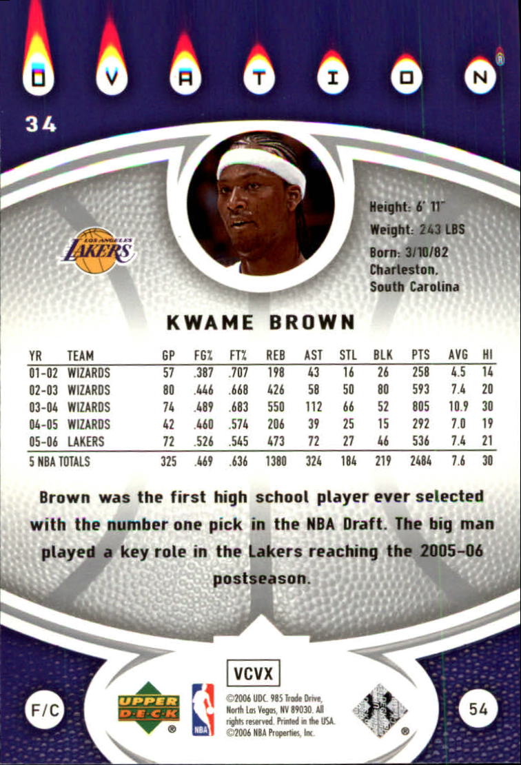 2006/2007 Ovation (Upper Deck) Basketball - Picture 161 of 227