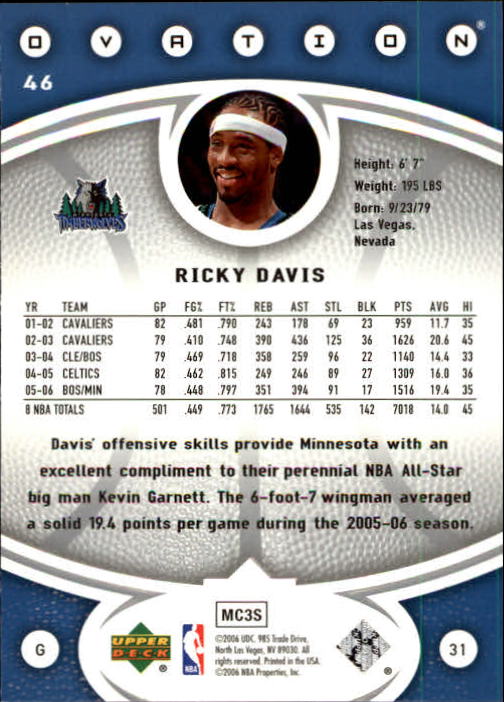 2006/2007 Ovation (Upper Deck) Basketball - Picture 139 of 227