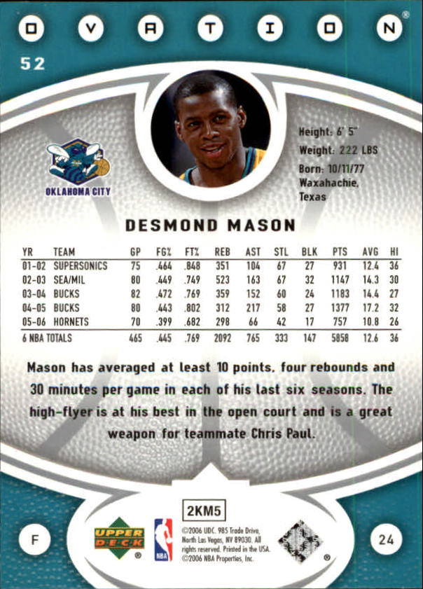 2006/2007 Ovation (Upper Deck) Basketball - Picture 127 of 227