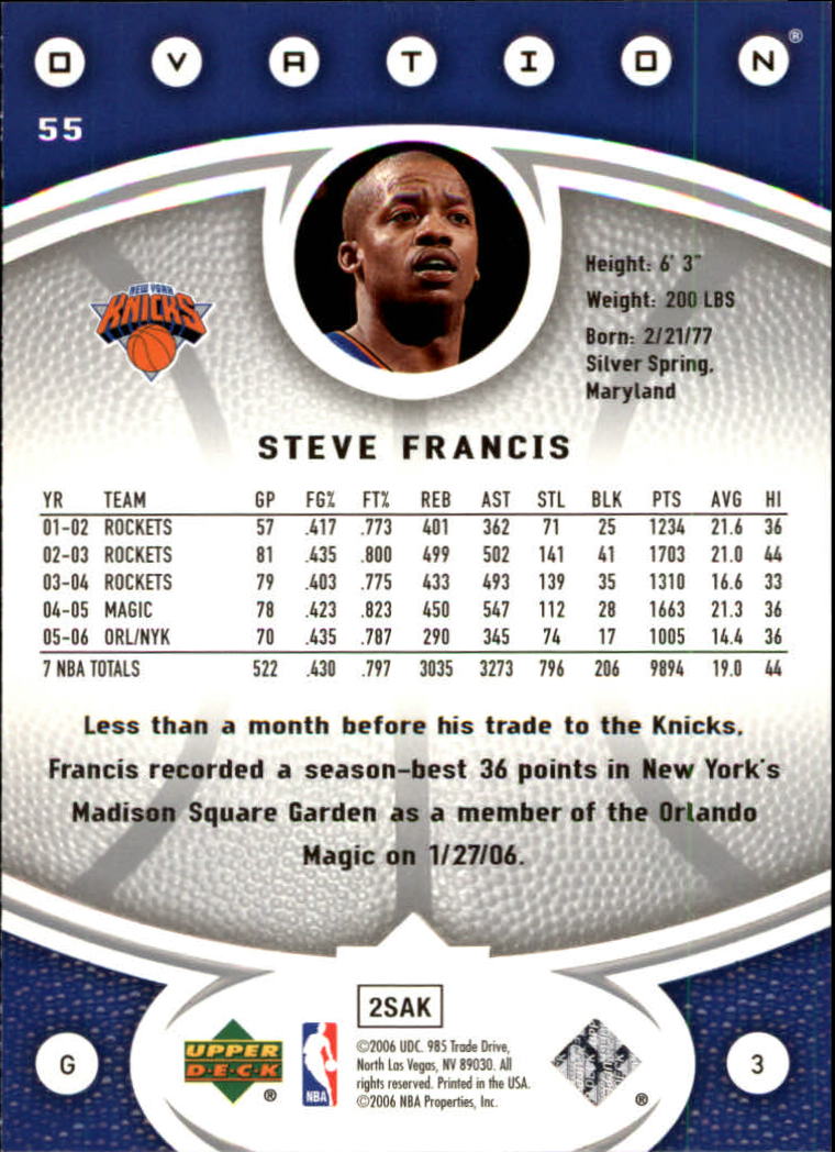 2006/2007 Ovation (Upper Deck) Basketball - Picture 121 of 227