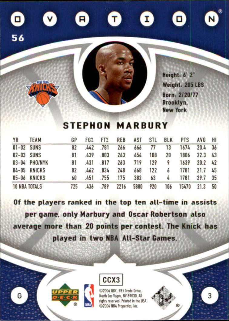 2006/2007 Ovation (Upper Deck) Basketball - Picture 119 of 227