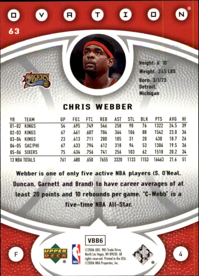 2006/2007 Ovation (Upper Deck) Basketball - Picture 105 of 227